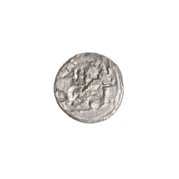 Denarius of Boleslaw III Krzywousty (prince of Poland; 1107–1138). Obverse: in a beaded border, a