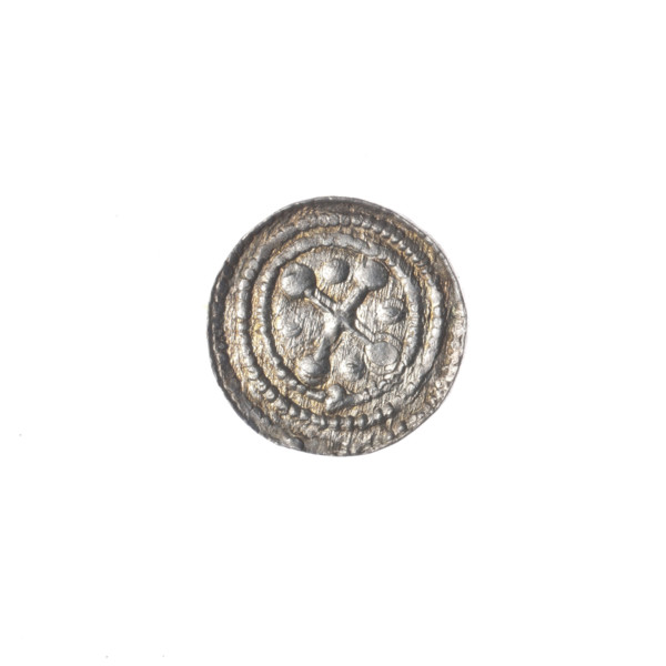 Denarius of Boleslaw III Krzywousty (prince of Poland; 1086–1138). Obverse: in beaded border, a