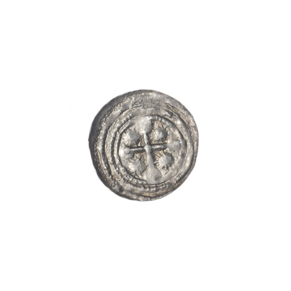Denarius of Boleslaw III Krzywousty (prince of Poland; 1107–1138). Obverse: in the beaded border, a