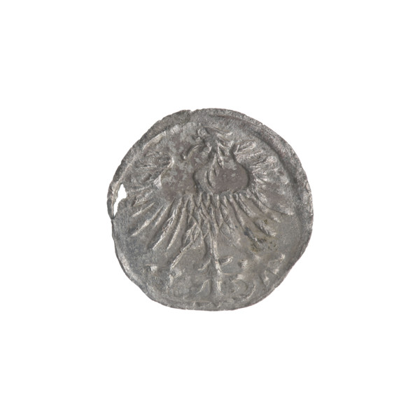 Lithuanian denarius, Sigismund II Augustus (King of Poland; 1544–1572); emblems of the Jagiellons;