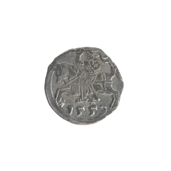 Lithuanian denarius of Sigismund II Augustus (King of Poland; 1544–1572), featuring emblems of the