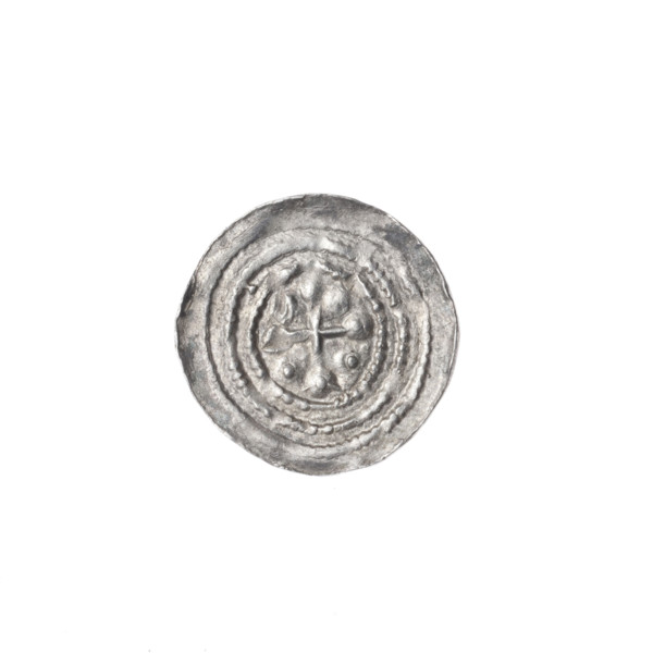 Denarius of Boleslaw III Krzywousty (prince of Poland; ca. 1125–1138). Obverse: in a linear border,