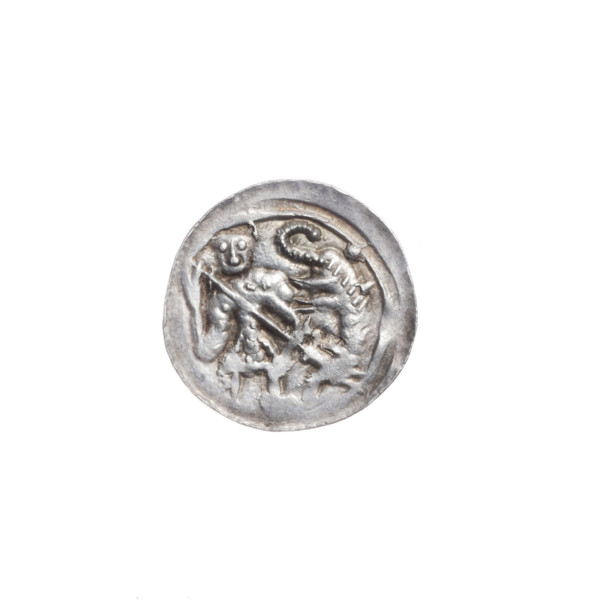 Denarius of Boleslaw III Krzywousty (prince of Poland; 1086–1138). Obverse: in a linear border, a