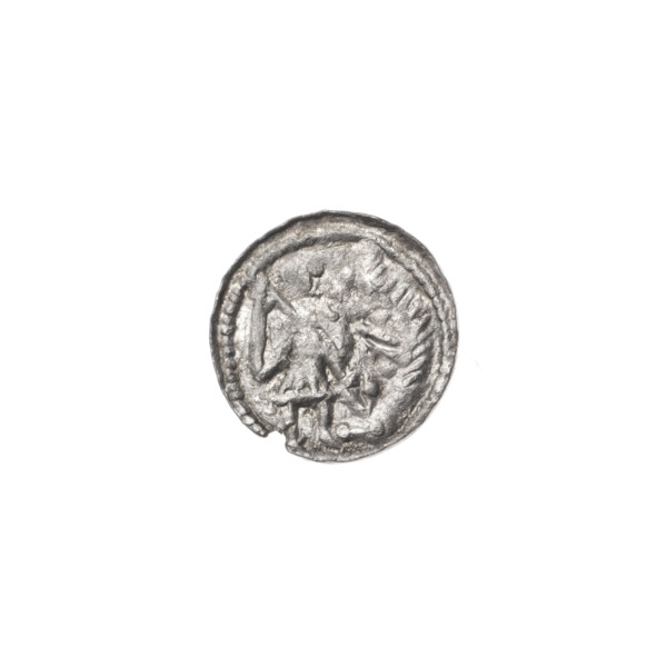 Denarius, Boleslaw III Krzywousty (prince of Poland; 1086–1138). Obverse: in the beaded border, a