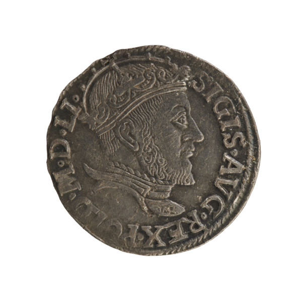 Lithuanian trojak, Sigismund II Augustus (King of Poland; 1544–1572); coats of arms; Jagiellonians