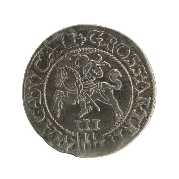 Lithuanian trojak, Sigismund II Augustus (king of Poland; 1544–1572); emblems of the Jagiellon