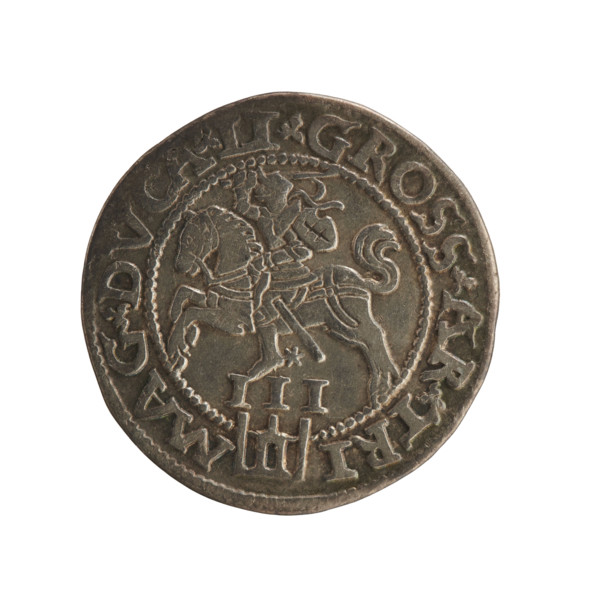 Lithuanian trojak, Sigismund II Augustus (king of Poland; 1544–1572); silver coin dated 1562,