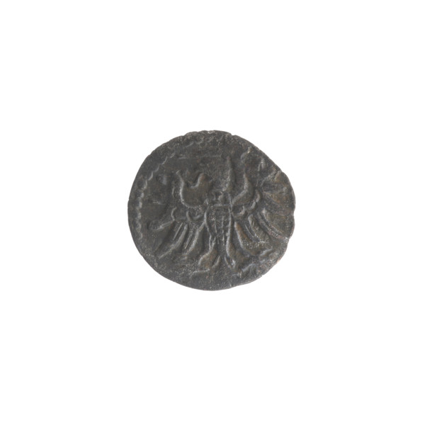 Gdansk denarius, Sigismund II Augustus (King of Poland; 1544–1572); obverse: in the border the