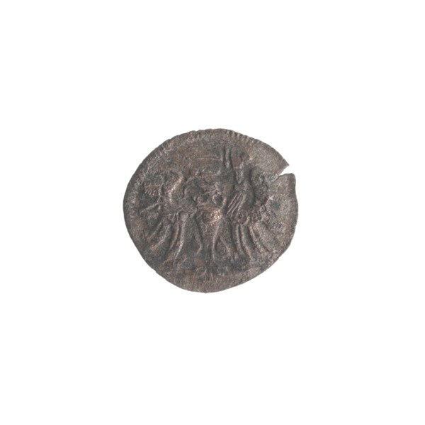 Gdansk denarius, Sigismund II Augustus (King of Poland; 1544–1572). Obverse: royal Prussian eagle