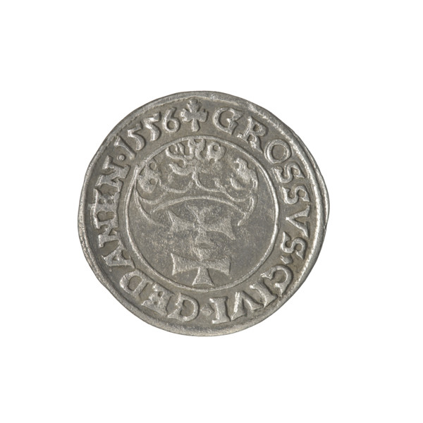 Gdansk grosz, Sigismund II Augustus (King of Poland; 1544–1572), Jagiellon dynasty. Obverse: