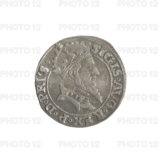 Gdansk grosz, Sigismund II Augustus (King of Poland; 1544–1572), Jagiellon dynasty. Obverse: