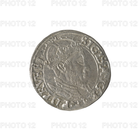 Gdansk grosz, Sigismund II Augustus (King of Poland; 1544–1572), Jagiellon dynasty. Obverse: