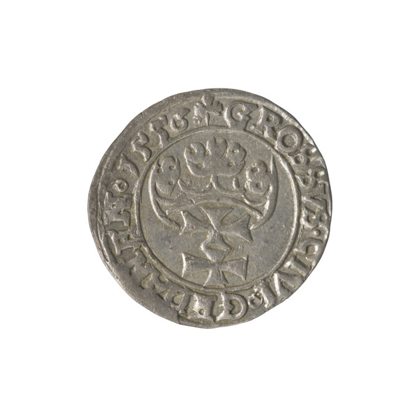 Gdansk grosz, Sigismund II Augustus (King of Poland; 1544–1572), Jagiellon dynasty. Obverse: