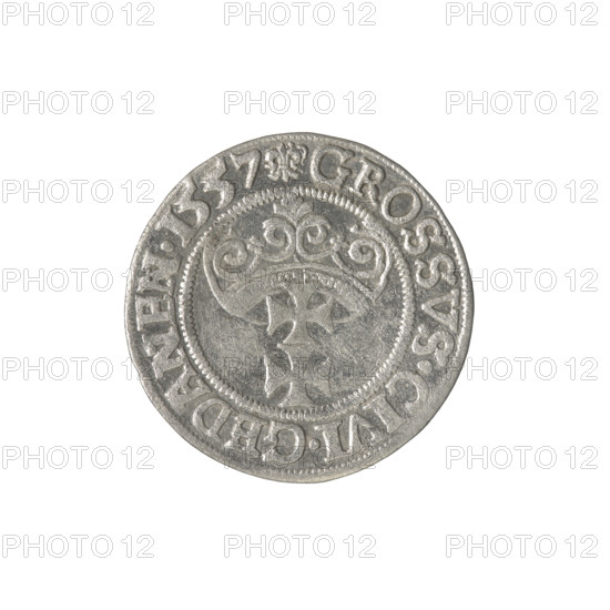 Gdansk grosz, Sigismund II Augustus (King of Poland; 1544–1572), Jagiellon dynasty. Obverse: