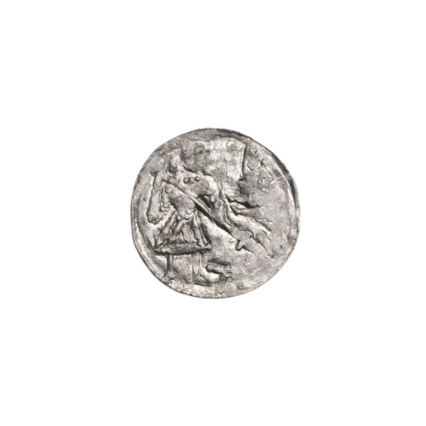 Denarius of Boleslaw III Krzywousty (Prince of Poland; 1107–1138). Obverse: in a beaded border, a