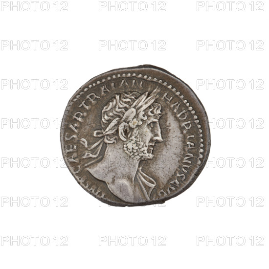 Denarius, Hadrian (76–138; Roman emperor 117–138). Obverse: bust of Hadrian with laurel wreath