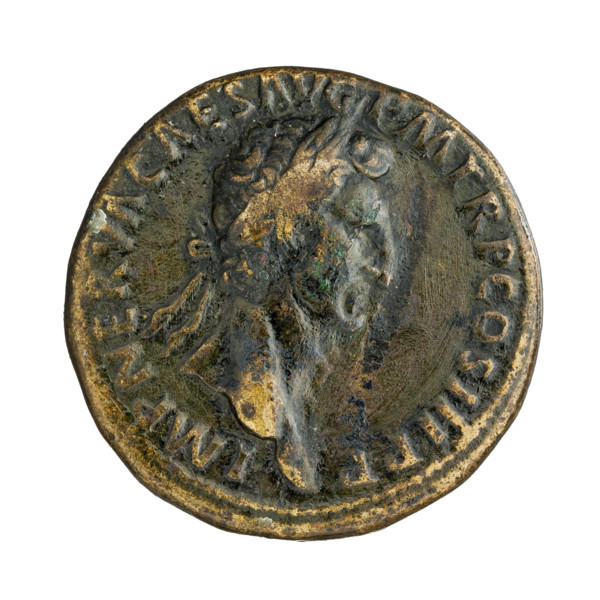sestertius, Nerva (Roman Emperor ; 96-98), laurel wreaths, mules, carts; Nerva (Roman Emperor ;