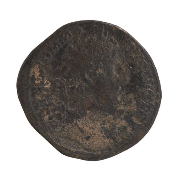 Sestertius of Commodus (161–192 CE). Obverse: laureate head of Commodus facing right; legend L