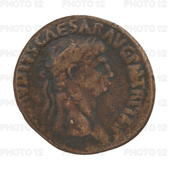 Sestertius forgery of Claudius (10 BC–54 AD; Roman emperor 41–54). Obverse: head of Claudius with a