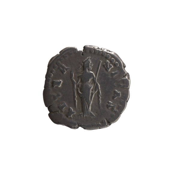 Denarius, posthumous issue showing Faustina the Elder (98–141; Roman empress 138–141) and Antoninus