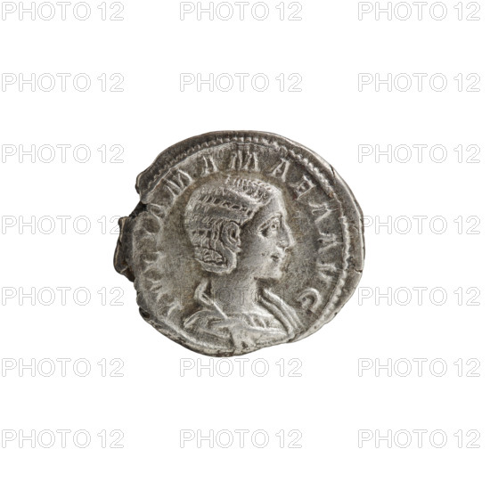Denarius of Alexander Severus (reigned 222–235). Obverse: IVLIA MAMAEA AVG — Bust of Julia Mamaea