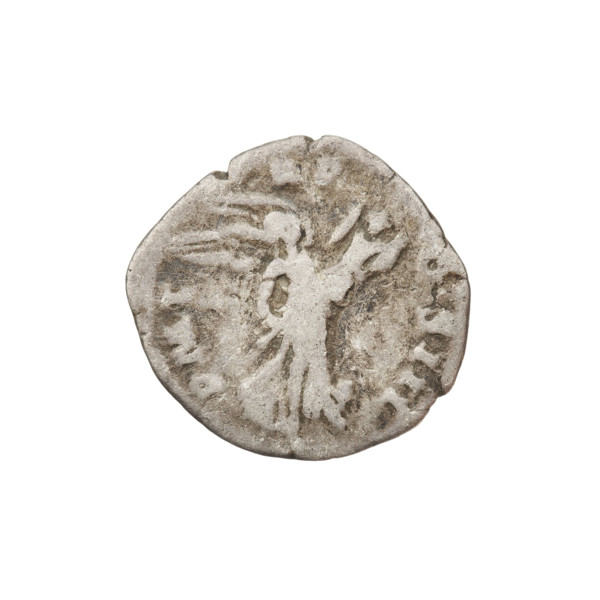 Denarius of Hadrian (76–138; Roman emperor 117–138). Obverse: Bust of Hadrian with laurel wreath