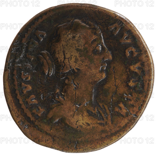 Sestertius of Faustina the Younger (ca. 130–176; Roman empress 161–176), issued under Marcus