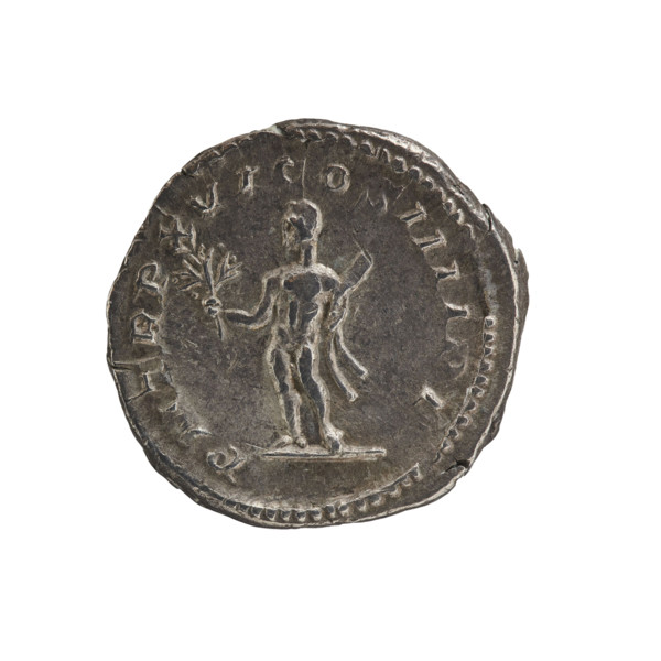 Denarius of Caracalla (188–217 CE). Obverse: Laureate head of Caracalla facing right, inscription