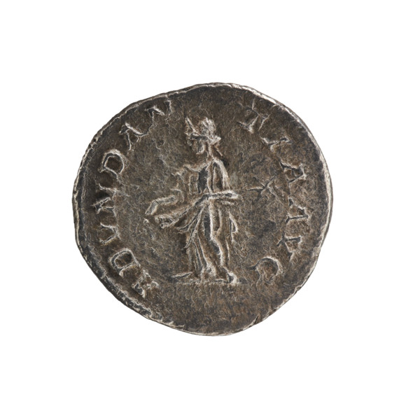 Denarius of Elagabalus (reigned 218–222). Obverse: Bust of Elagabalus with laurel wreath and