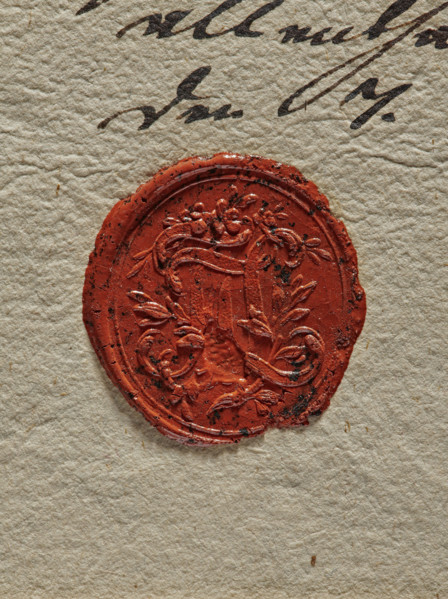 Circular wax impression of the seal of the office of the Elector of Saxony in Dresden. In the field