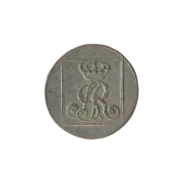 Silver Crown groschen, 1767. Obverse: in a square frame under a crown, a tied monogram composed of