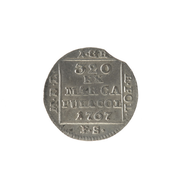 Silver crown groschen, 1767. Obverse: in a square frame under a crown a tied monogram composed of