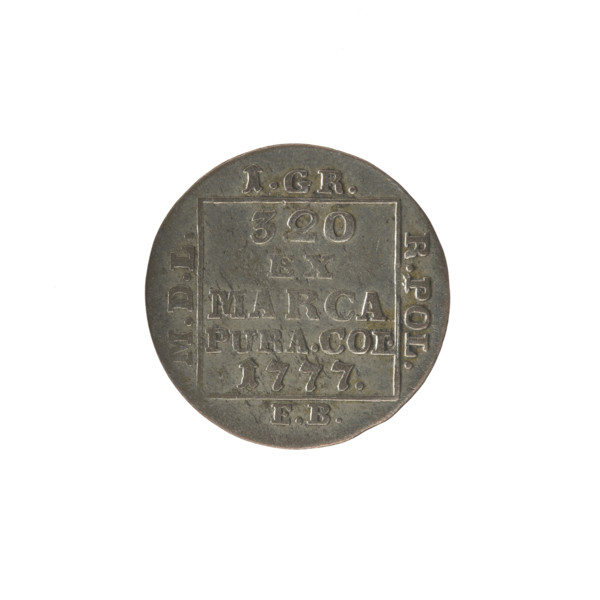 Silver crown groschen, maker: Brenn, Efraim (fl. 1774–1792). Obverse: in a square frame under a