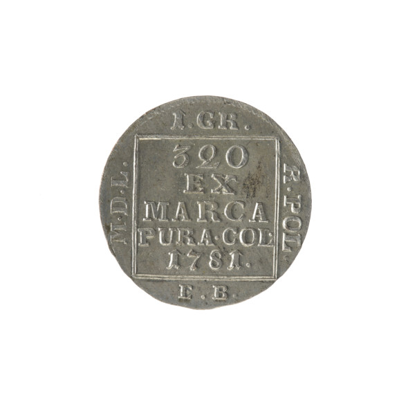 silver crown groschen; maker: Efraim Brenn (fl. 1774–1792); obverse: in a square frame under a