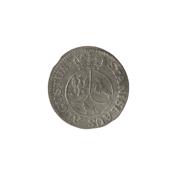 Crown six-coin, Stanislaw August Poniatowski (King of Poland; 1732–1798). Obverse: Under the crown