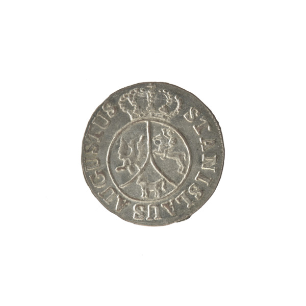 Crown six-coin of Stanislaw August Poniatowski (King of Poland; 1732–1798), 1794. Obverse: under a