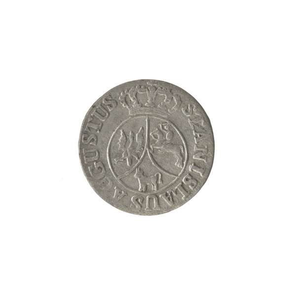 Crown six-coin, Stanislaw August Poniatowski (King of Poland; 1732–1798). Obverse: under a crown, a