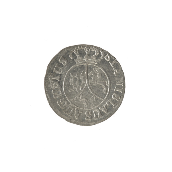 Crown six-coin, Stanislaw August Poniatowski (King of Poland; 1764–1795). Obverse: Under the crown