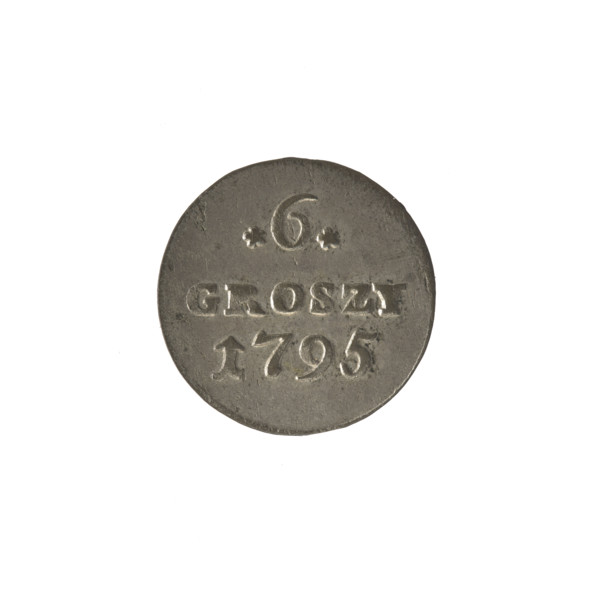 Crown six-coin, Stanislaw August Poniatowski (King of Poland; 1732–1798), 1795. Obverse: Under the