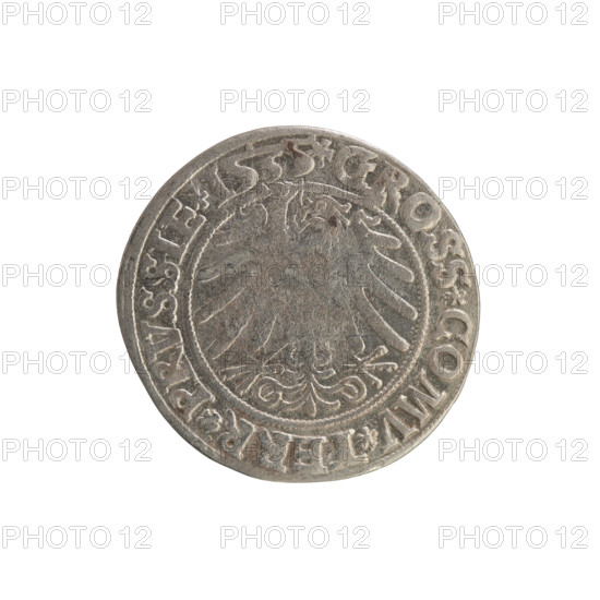 Prussian grosz, Sigismund I the Old (King of Poland; 1506–1548). Silver coin (grosz), 1535, Torun,