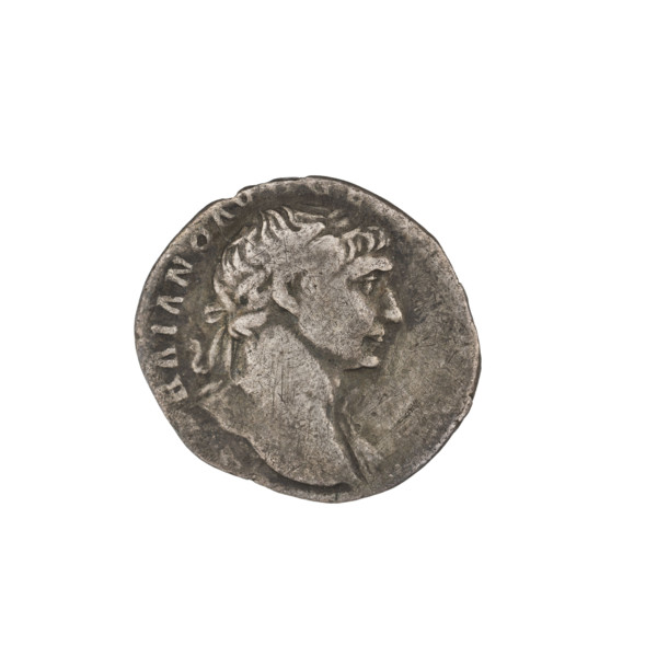 Denarius, Trajan (53–117; Roman emperor 98–117). Obverse: head of Trajan in laurel wreath facing