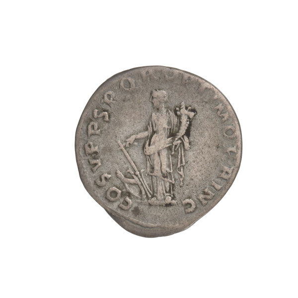 Denarius; Obv.: head of Trajan with laurel wreath facing right; rim inscription: IMP TRAIANO AVG