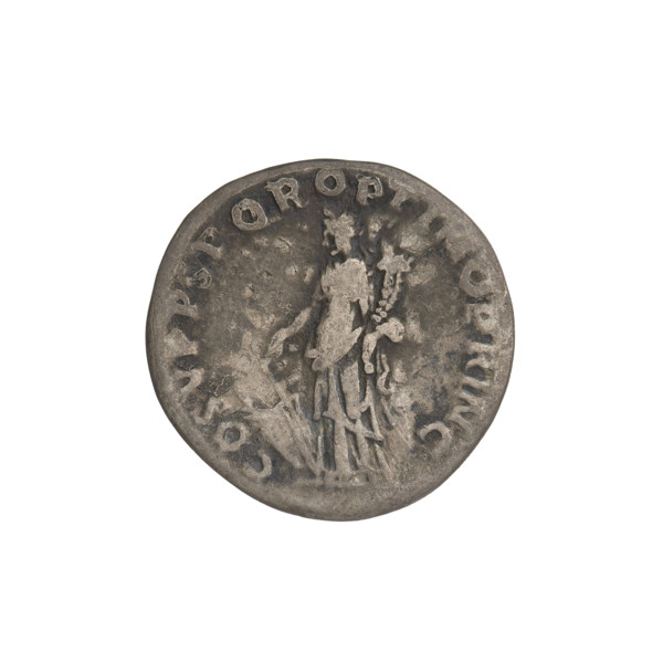 denarius; Obv.: head of Trajan decorated with a laurel wreath facing right; rim inscription: IMP
