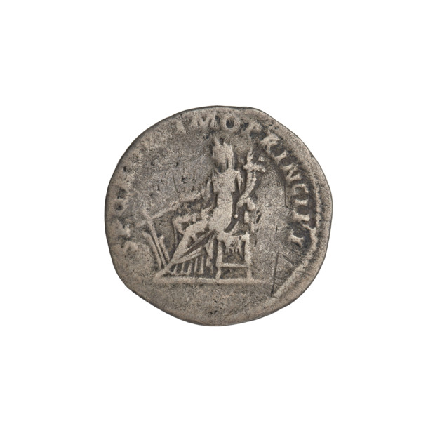 Denarius depicting Fortuna (personification); obverse: head of Trajan with laurel wreath to right;