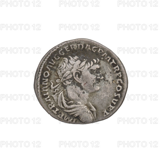 denarius, Trajan (53–117; Roman emperor 98–117); obverse: bust of Trajan facing right, wearing a