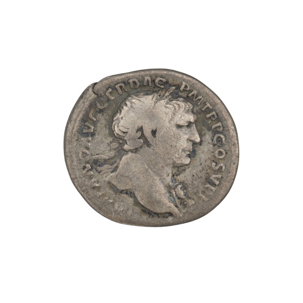 denarius, Trajan (53–117; Roman emperor 98–117); obverse: bust of Trajan facing right, wearing a