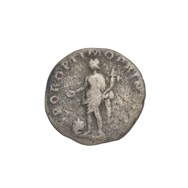 Denarius of Trajan (53–117; Roman emperor 98–117). Obverse: bust of Trajan facing right, wearing a