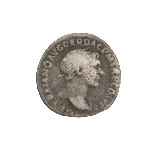 Denarius, Trajan (53–117; Roman emperor 98–117). Obv.: Trajan's head to the right, decorated with a