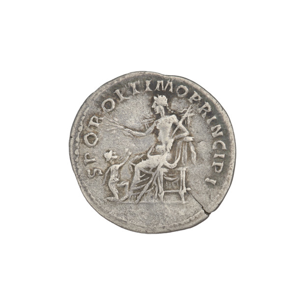 Denarius, Trajan (53–117; Roman emperor 98–117). Obverse: head of Trajan right, wearing a laurel