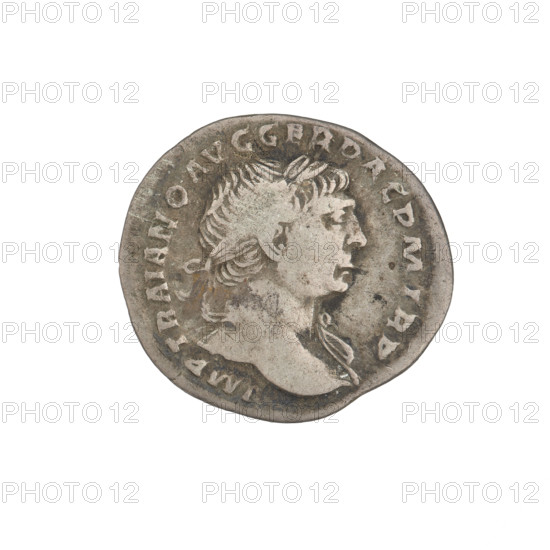 Denarius, Trajan (53–117; Roman emperor 98–117). Obverse: head of Trajan to the right,